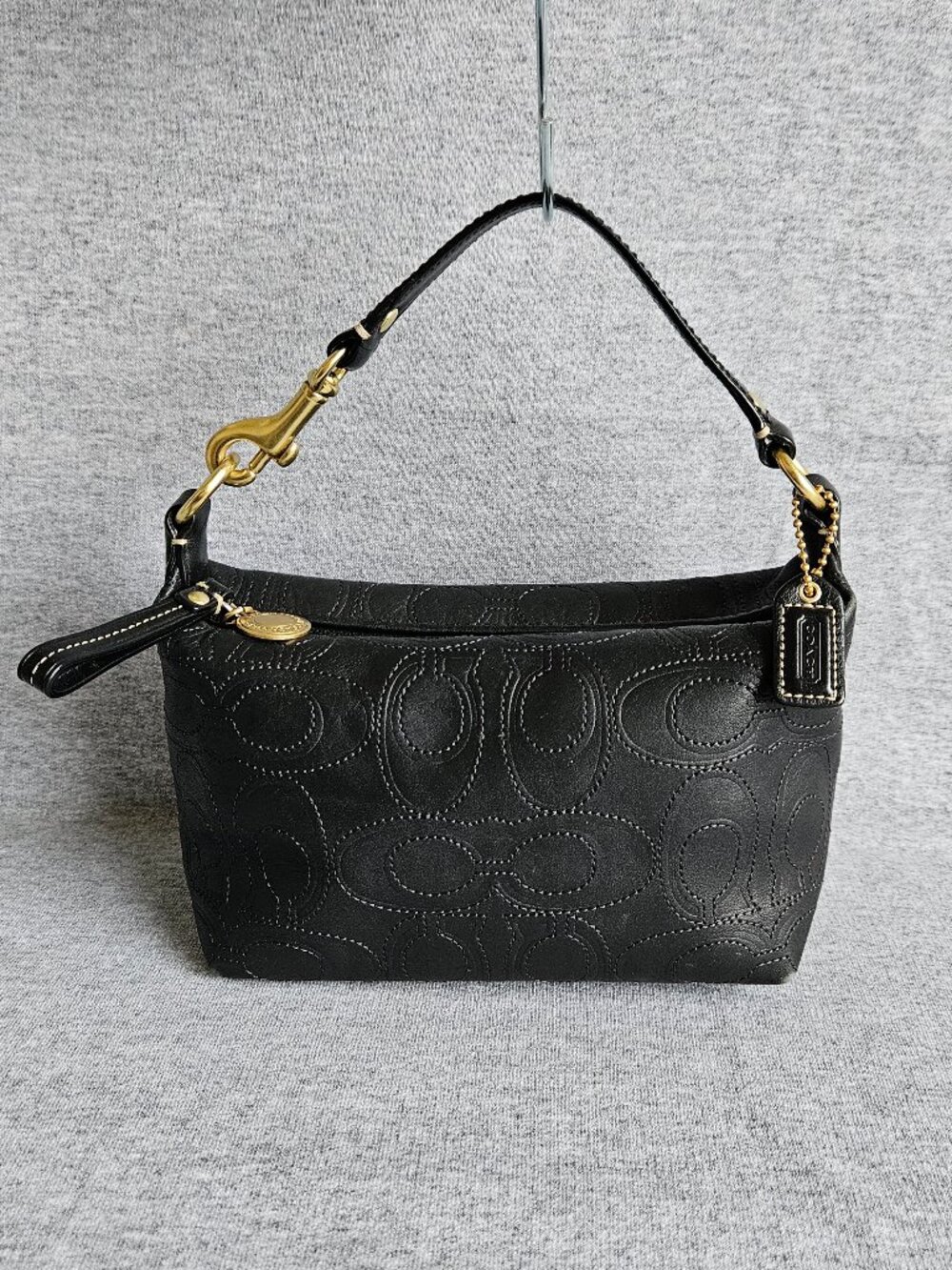 Vintage Coach Y2K Small Shoulder Bag HTF Gold Hardware Black Patent Leather
